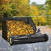 Tow Behind Lawn Sweeper 48 in, Large Capacity Heavy Duty Leaf &amp; Grass Collector with Adjustable Sweeping Height, Dumping Rope Design for Picking Up Debris and Grass