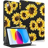 Uppuppy for iPad 10th Generation Case 10.9 Inch, for iPad 11th(A16) 2025 Girls Cute Women Folio Cover Pencil Holder Sunflower Aesthetic Design Girly Kawaii Teens Unique Tablet Cases for Apple 10/11