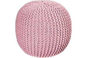 Urban Lifestyle Round Knit Pouf, Light Pink