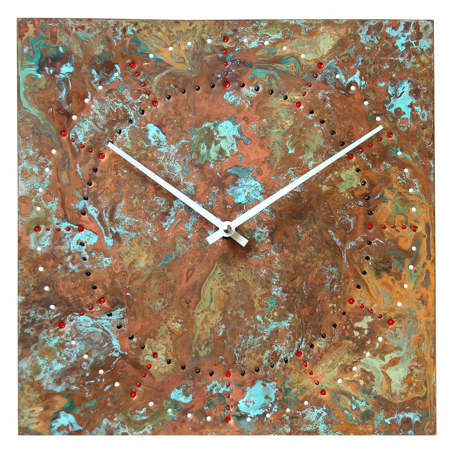 Large Square Copper Rustic Wall Clock 12inch Silent Non
