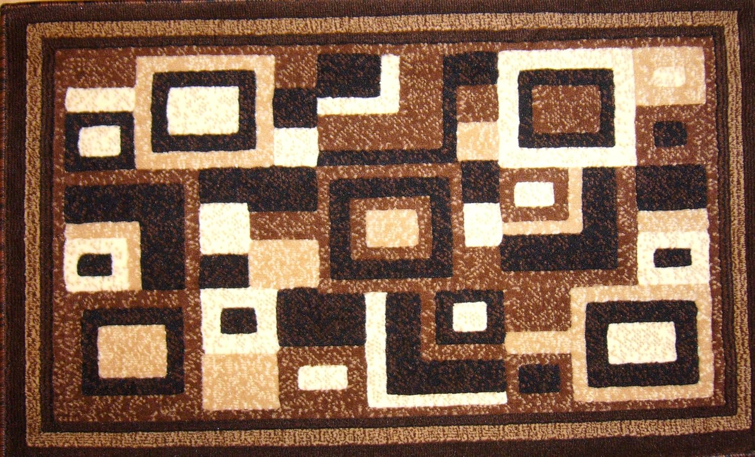 Brown Square Patterns Patchwork Area Rug / Mat / Carpet 2 X