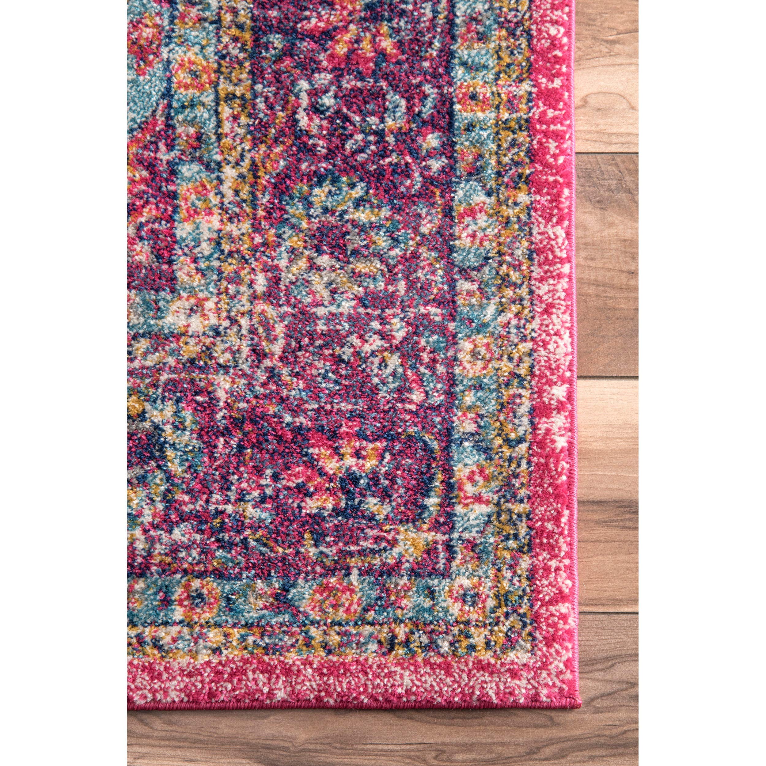 nuLOOM RZBD07D Verona Vintage Persian Area Rug, 5' x 7' 5", Pink