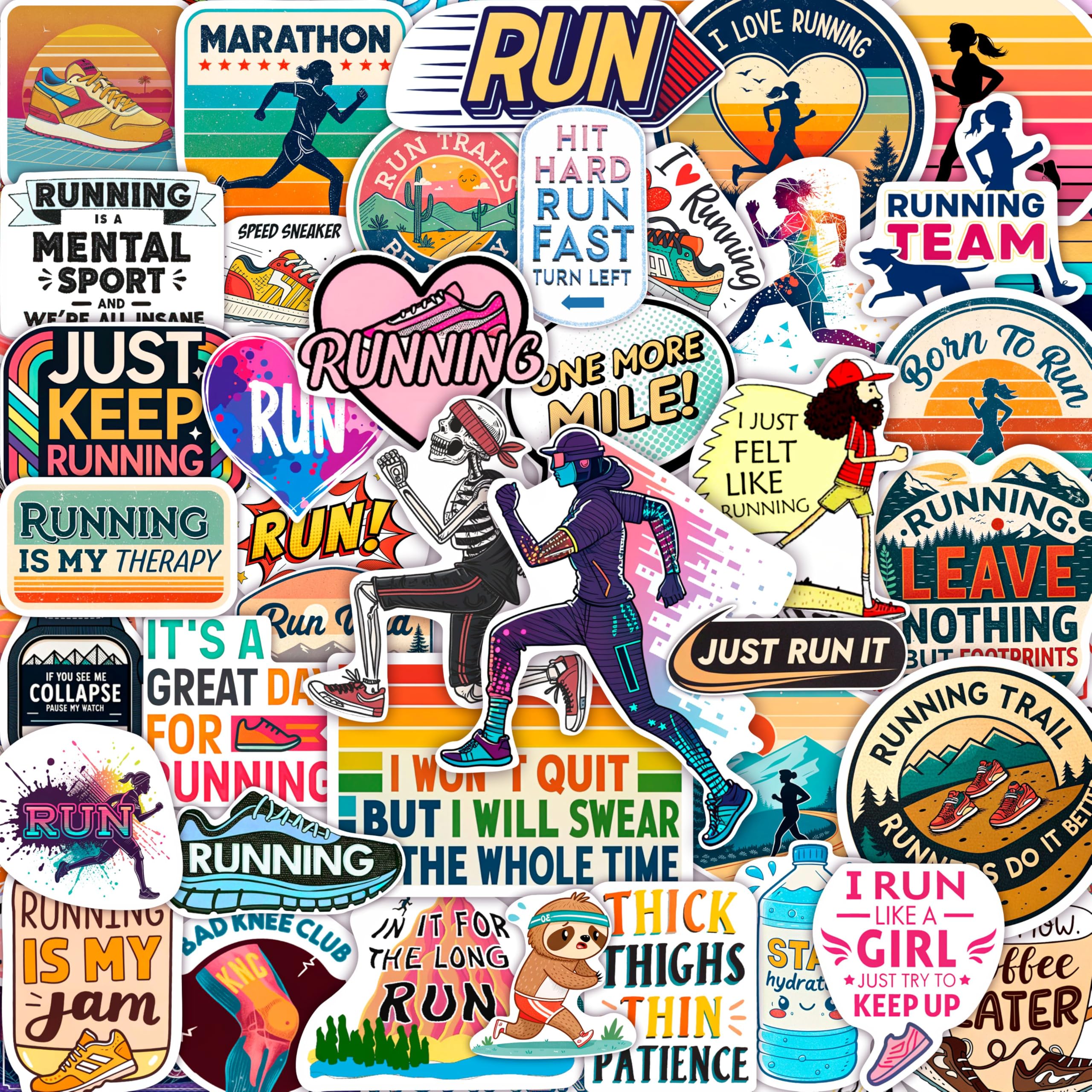 Photo 1 of 100Pcs Running Stickers for Water Bottles, Run Stickers, Runner Decals - Gifts for Runners - Running Party Favors - Gift for Women & Men