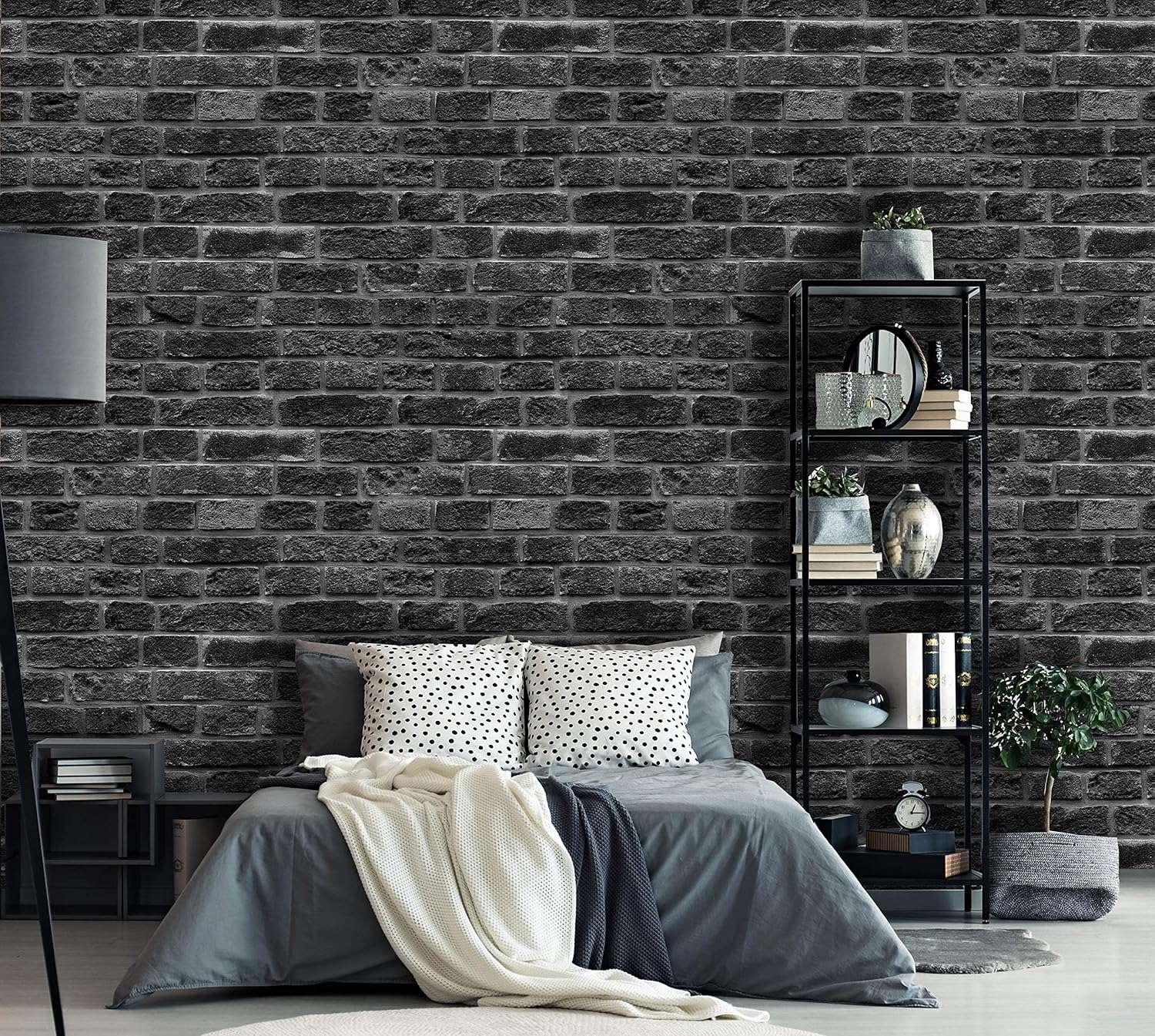 Removable Peel N Stick Wallpaper Self Adhesive Wall Mural Black Gray Brick Pattern Nursery Wall Room Decor Realistic Brick Wall 24 W X 84 H Inches Amazon Com