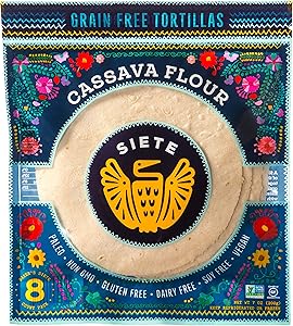 Siete Cassava Grain Free Flour Tortillas. Vegan, Paleo and Gluten Free Tortillas. (1-Pack, 8 Tortillas)