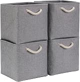 Mangata 28x28x28cm Fabric Collapsible Cube Storage Boxes Grey 4 Pack