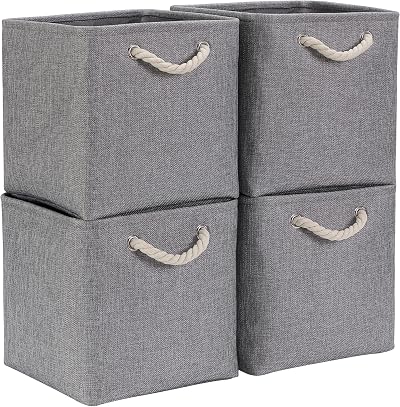 Mangata 28x28x28cm Fabric Collapsible Cube Storage Boxes Grey 4 Pack