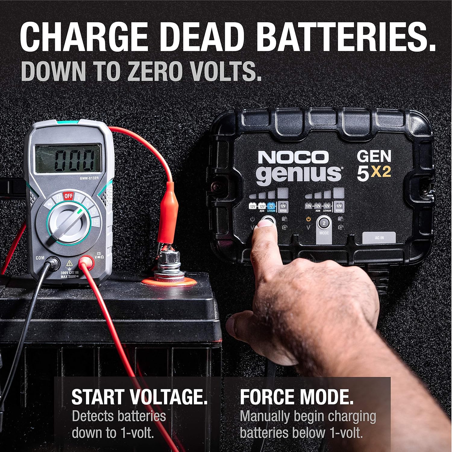 NOCO Genius GEN5X2, 2-Bank, 10-Amp (5-Amp Per Bank) Fully-Automatic Smart Marine Charger, 12V Onboard Battery Charger, Battery Maintainer And Battery Desulfator With Temperature Compensation: Automotive