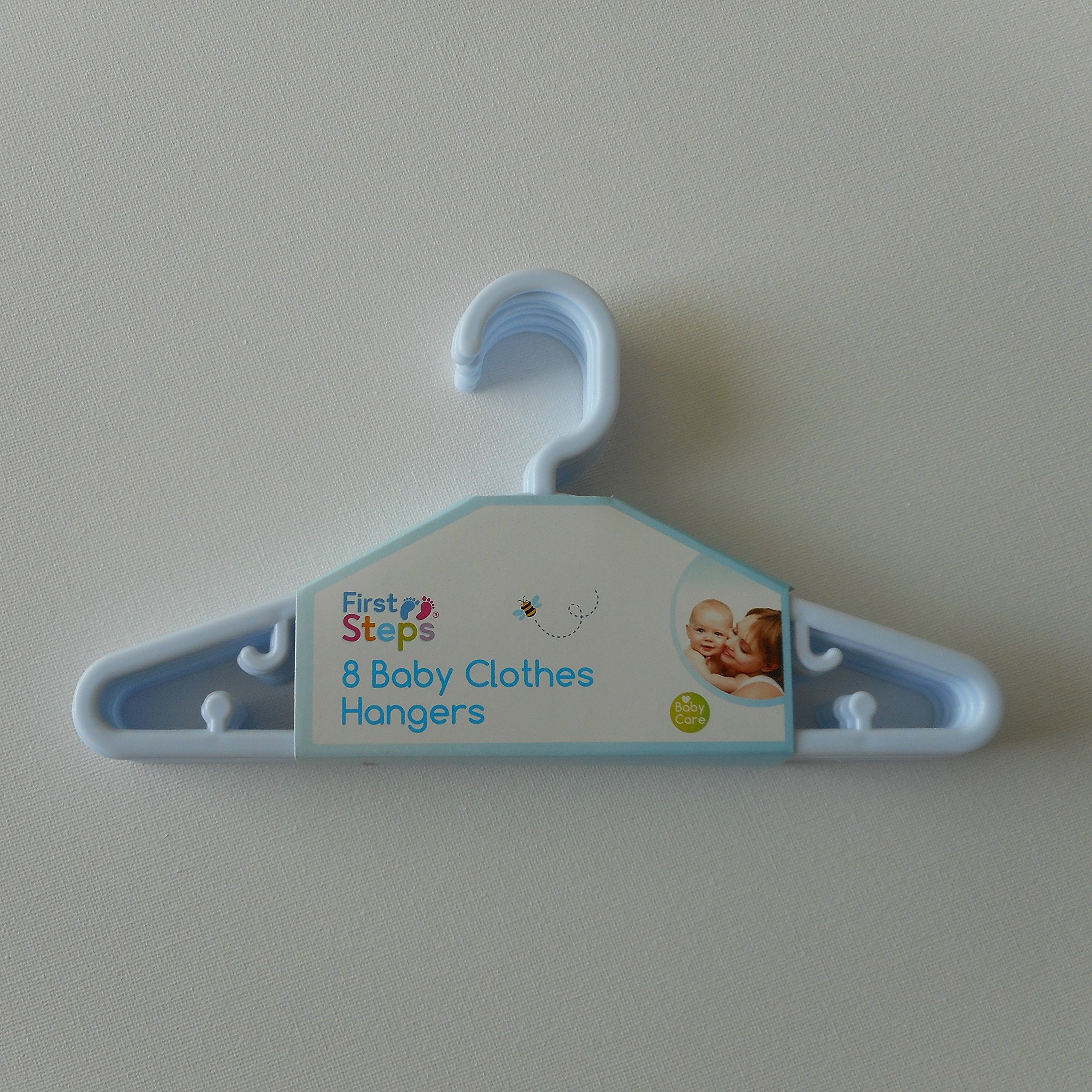 Pack of 8 Baby Clothes Hangers Pink, White or Blue (White)