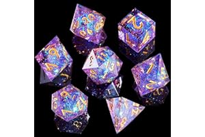 MINI PLANET DND Dice Set DND Dice Set TTRPG D&D Dice Set Polyhedral Dice Set Dice Set D&D TTRPG Dice Set D4 D6 D8 D10 D% D12 D20 Dice Set Galaxy Purple