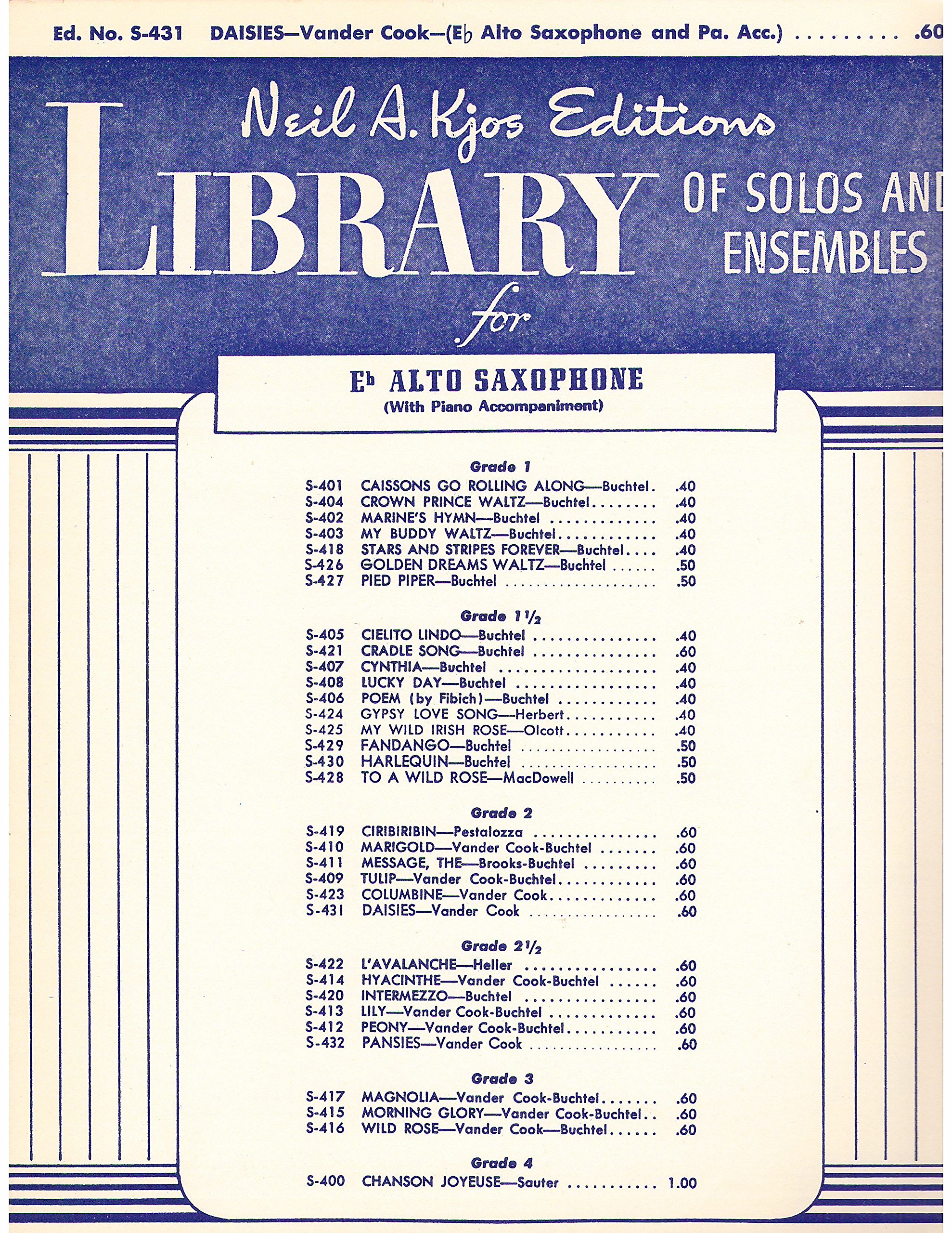 Amazon Com Daisies Eb Alto Saxophone Solo With Piano Accompaniment Vander Cook Forrest L Buchtel Books