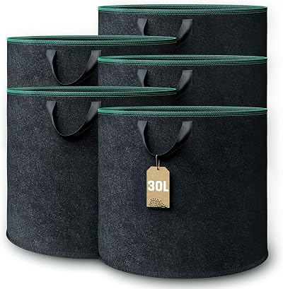 GardenGloss Plant Bag Set of 5 - 30L Non-Woven Fabric for Plants