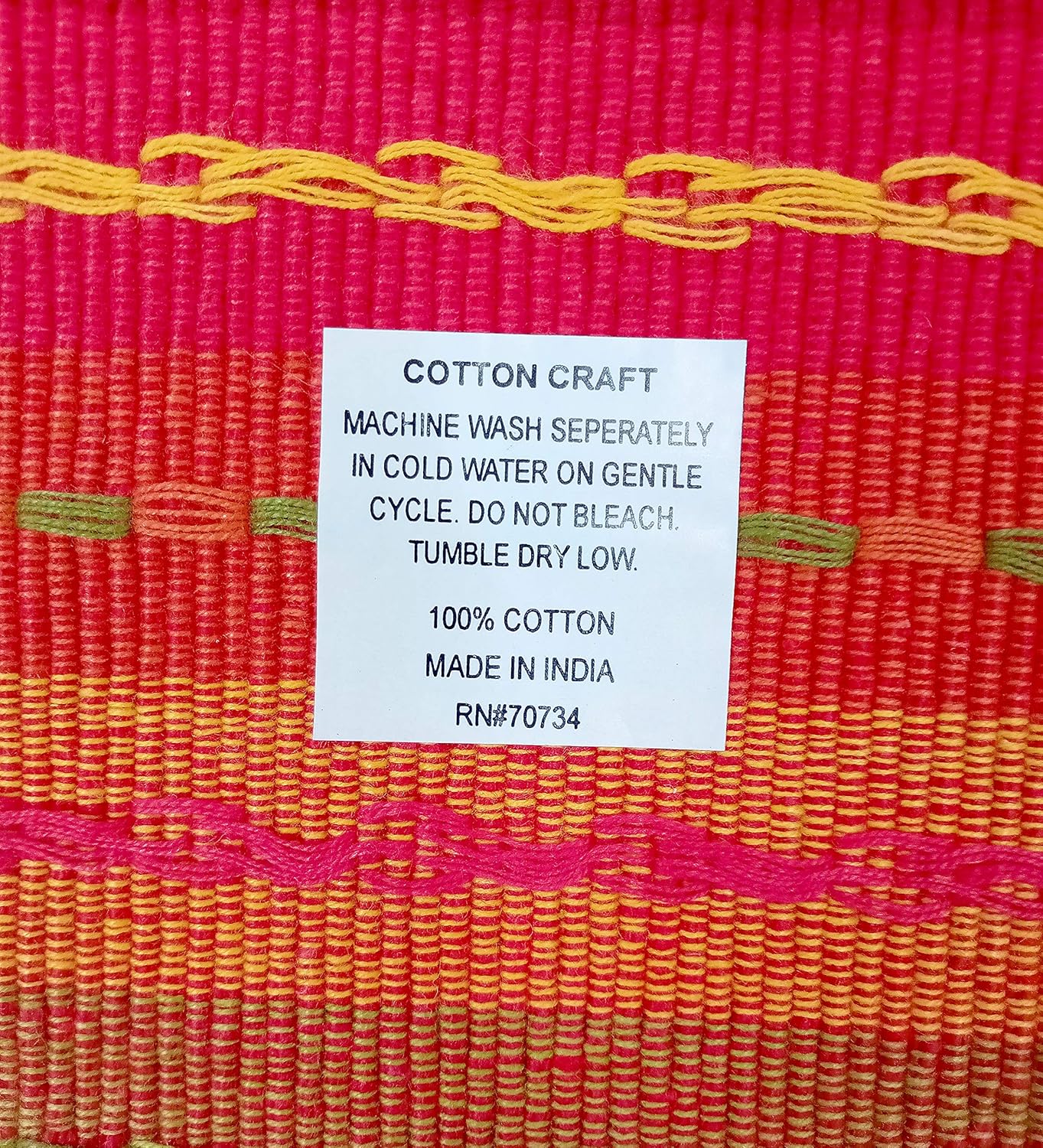 COTTON CRAFT - Salsa Stripe Hand Knotted Fringe Table Runner - 14x72 - Red Multi Cotton Hand Woven by Skilled artisans - Unique Hand Knotted Decorative Fringe: Home & Kitchen