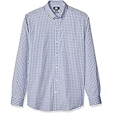 Cutter & Buck Men's Wrinkle Resistant Stretch Long Sleeve Button Down Shirt Shirt, Tour Blue Gingham, Large Tall