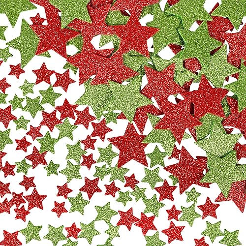 READY 2 LEARN Glitter Foam Stickers - Red and Green Stars - Pack of 168 - Self-Adhesive - Stickers for Christmas Crafts and Holiday Party Favors