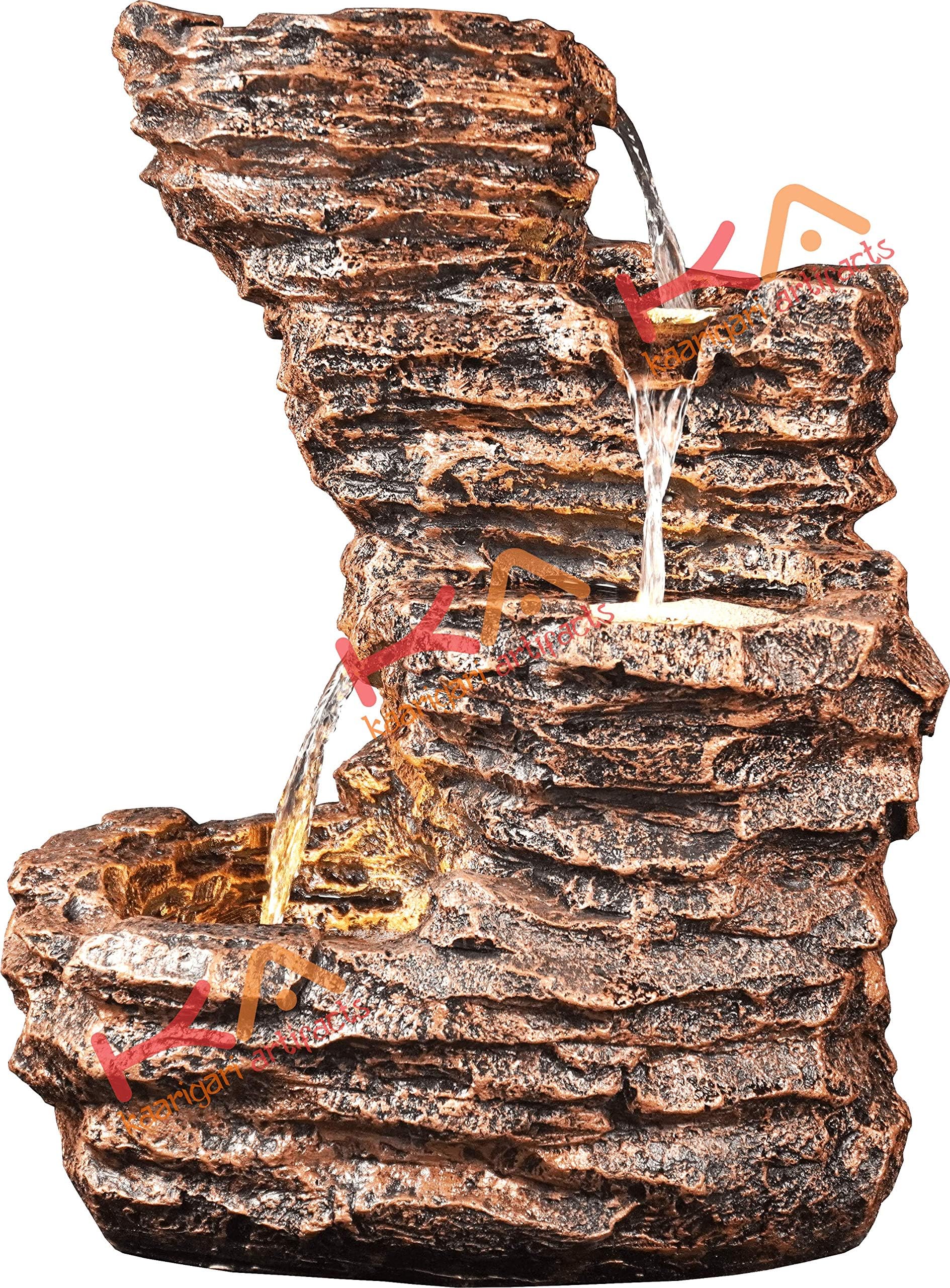 Kaarigari Artifacts Polyresin Water Fountain (32 x 26 x 56 cm, Brown)