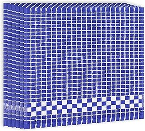 Fecido Classic Dark Color Cotton Terry Kitchen Dish Cloths with Hanging Loop (12 x 12 Inches) - Set of 6, Blue