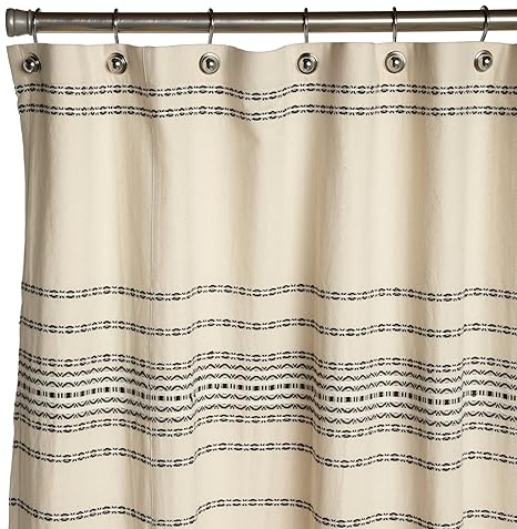 Coyuchi Rippled Stripe Shower Curtain Ivory With Black Amazon In