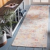 SAFAVIEH Washable Rug Outdoor Summer Collection - 2' x 8' Runner, Ivory & Light Blue, Non-Shedding & Easy to Clean, Ideal for