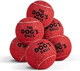The Dog's Balls Dog Tennis Balls Red Medium 6-Pack Non-Abrasive Felt Float