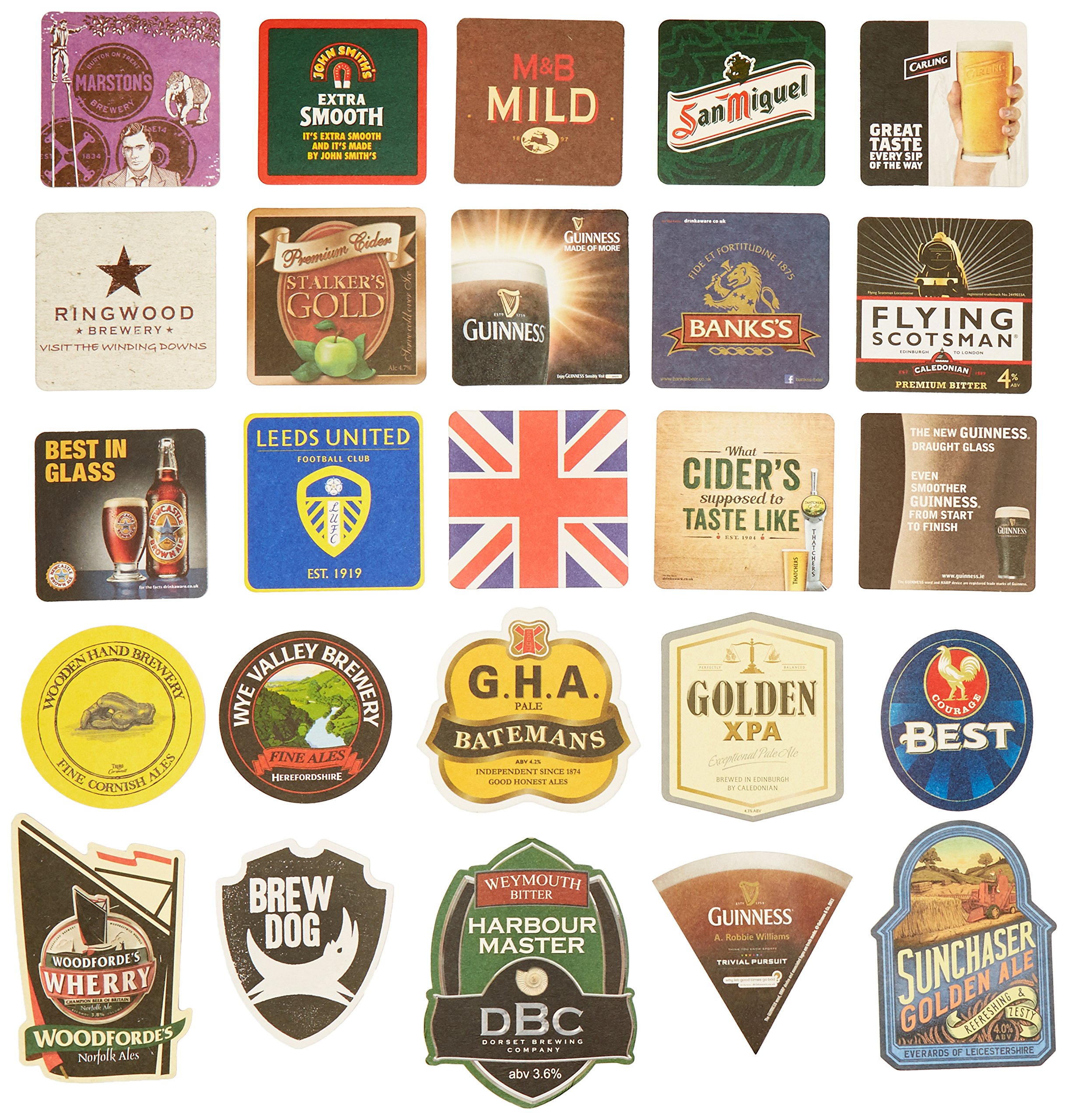 Pub Paraphenalia Traditional Beer Mats, Multi-Colour, Pack of 25