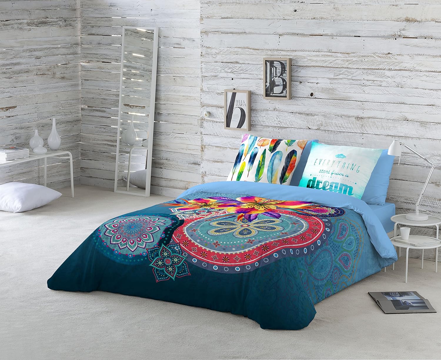 NATURALS Juego De Funda Nórdica Ariana Azul Cama 105 (180 x 220 cm + 45