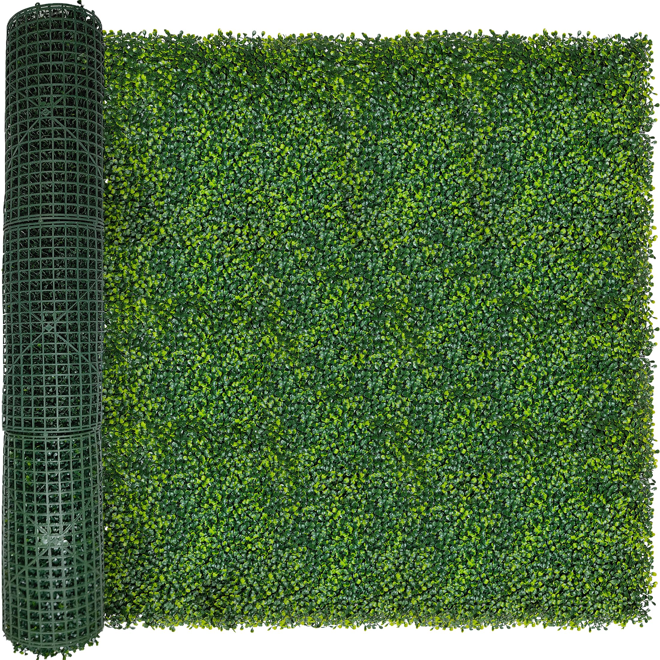 Photo 1 of **used**ODTORY Artificial Boxwood Roll Panels: 5FT X 10FT (50 sqft) UV-Anti Artificial Ivy Privacy Fence Wall Screen for Indoor Outdoor Green Grass Wall Decor & Ivy Fence Covering Privacy