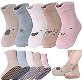 LANLEO Baby Toddler Socks with Grips Baby Toddlers Girls Boys Non Slip Grip Socks with Grippers 6 Months-5 Year Old