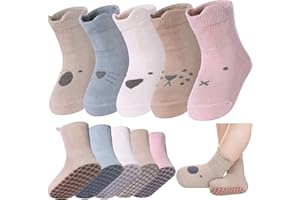 LANLEO Baby Toddler Socks with Grips Baby Toddlers Girls Boys Non Slip Grip Socks with Grippers 6 Months-5 Year Old