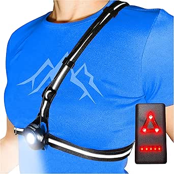 AVANTO PRO Chest Running Light for Runners and Joggers, Original, Adjustable Beam and Reflector, All in one Reflective Running Vest Gear, Safety Light, Headlamp Flashlights, USB LED Bicycle Light