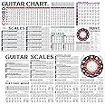 Guitar Chords Chart and Guitar Scale Poster, For Chords | Scales | Triads | Tone | Circle of Fifths Wheel | Fretboard Notes & Guitar Theory
