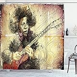 Ambesonne Jazz Music Shower Curtain, Guitar