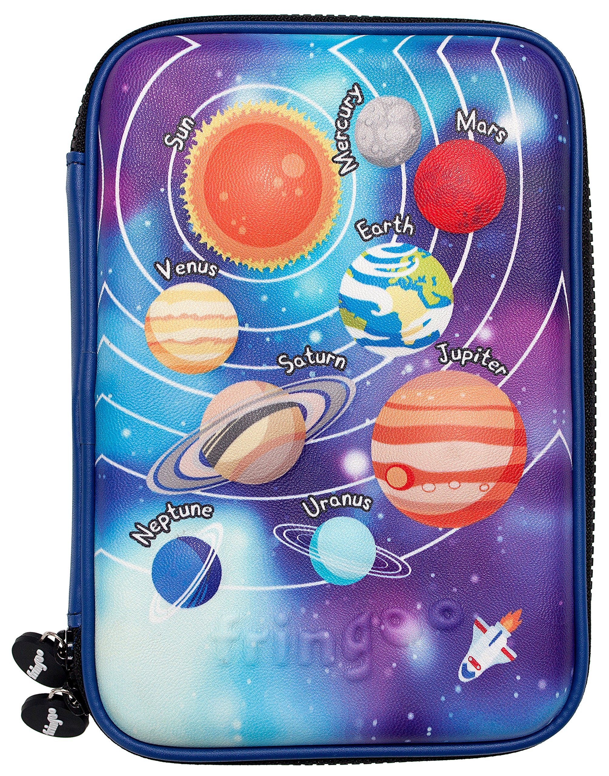 Fringoo® Kids Large Pencil Case – Hardtop Multi-Compartment Stationery Organizer with Double Zipper – Durable Embossed Cover – Cute & Funny Designs – School Supplies Storage Box