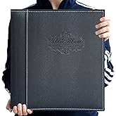 Zoview Art Photo Album Can Hold 3X5, 4X6, 5X7, 6X8, 8X10 Photos, Leather Cover, Magnetic Self-Stick Page, Hand Made DIY Albums (Black, Large)