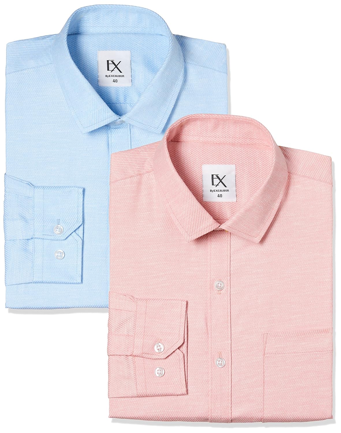 ex by excalibur men's solid regular fit formal shirt (pack of 2)