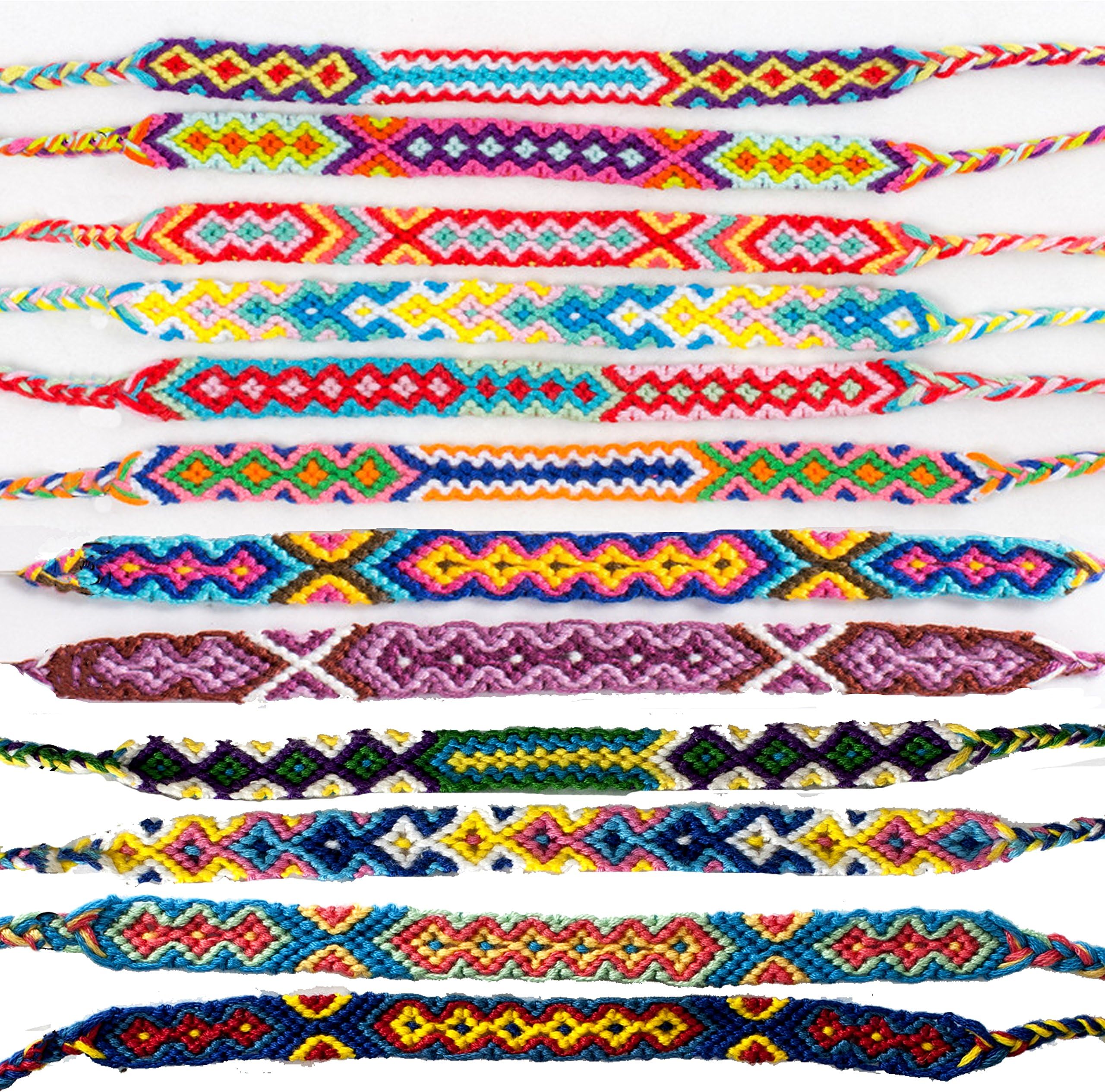 Airven 12-Pack Handmade Braided Nepal Woven Friendship Bracelet for Men Women Colorful Woven Wrist Ankle Festival Multicolour Cords