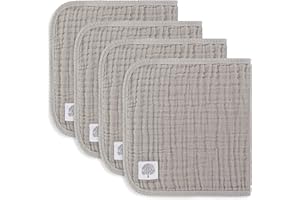 PARKER BABY CO. Parker Baby Muslin Burp Cloths | 100% Cotton Burping Clothes, Newborn Essential | Must-Have Baby Registry, Modern and Trendy Colors | 20"x11" Unisex Large Baby Burp Cloths, 4-Pack Gray Set