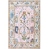 Allen Home Hand Tufted Oushak Wool Rugs - Pastel Ushak Area Carpets Suitable for Living Room, Bedroom, Dining Room - Natural 