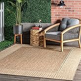 Nuloom Asha Light Brown/Ivory, 5' x 8', Casual, Striped Border, Soft and Cozy, High Traffic, Stain Resistant, Easy Clean, Dur