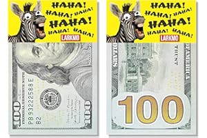 Larkmo The Pranking Zebra Funny $100 Gag, Realistic One Hundred Dollar Bill Joke Office Prank for Men, Women & Children, Great Practical Joke, Kit of 50 Pieces