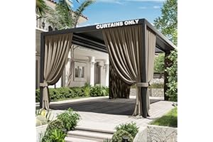 Kimunuk Gazebo Universal Replacement Privacy Curtain,12'×20' Gazebo Outdoor Waterproof Curtains, 4-Panels Sidewall Curtains with Double Zipper for Patio Canopy, Garden and Backyard (Curtain Only)