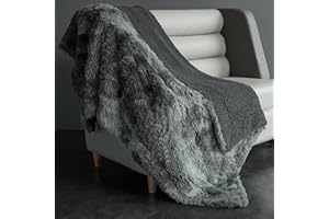 MAXICOZY Fuzzy Faux Fur Blanket, Soft Fluffy Sherpa Throw Blanket for Couch, Cozy Plush Fleece Throw Blankets for Women, Warm Thick Winter Twin Blankets, Reversible Grey Throw Blanket