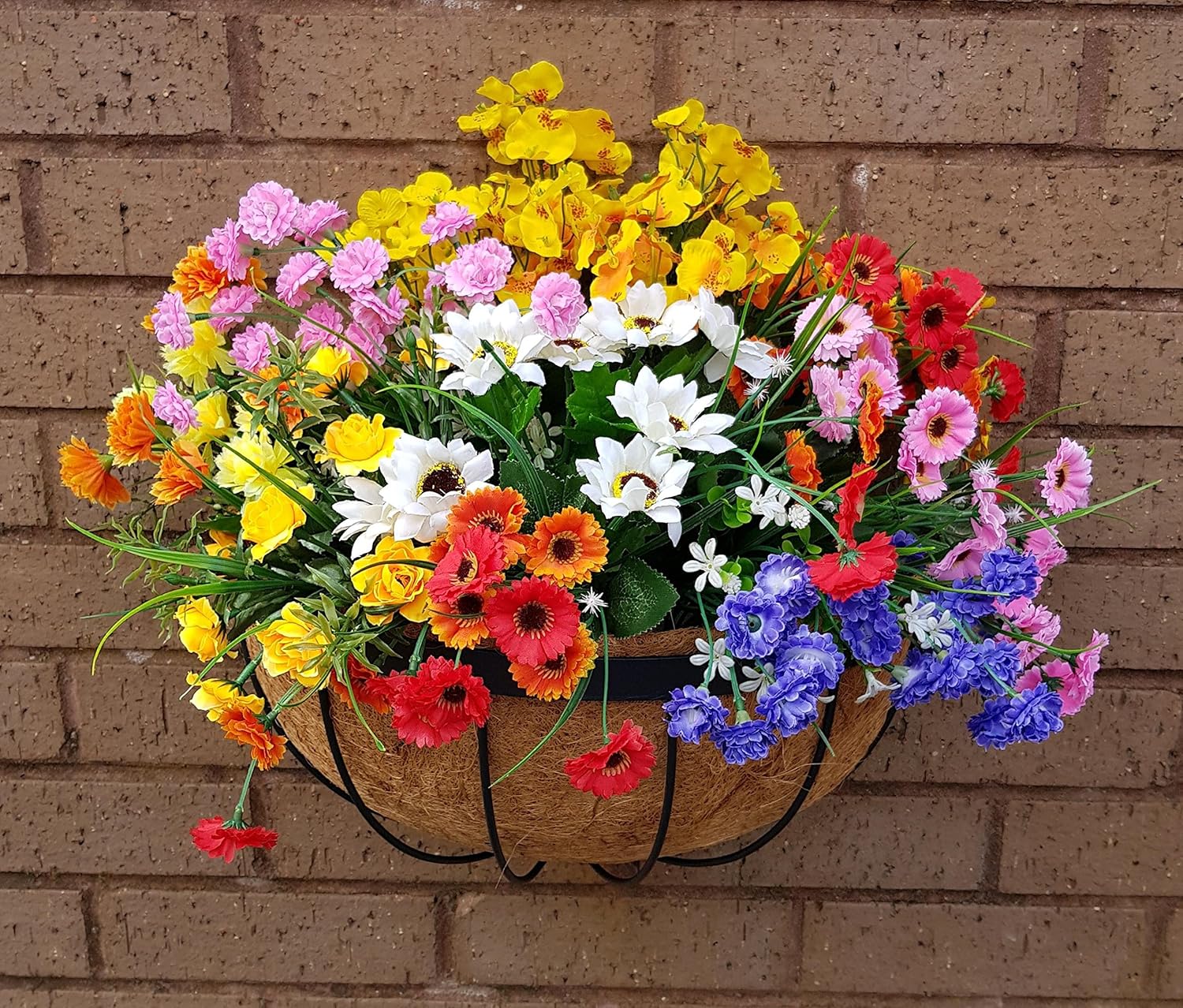 Artificial Flowers Wild Flower 6 inch Iron Hay Rack Planter , Planter