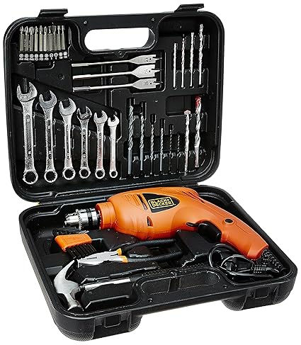 Black+Decker HD455KA 10mm 550 Watt Impact Drill Kit (Orange, 41-Pieces)