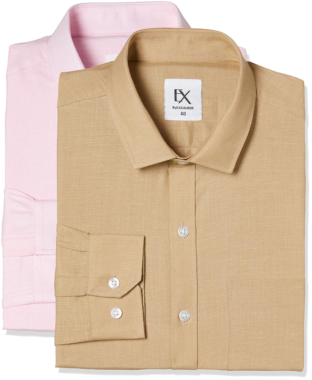 ex by excalibur men's solid regular fit formal shirt (pack of 2)