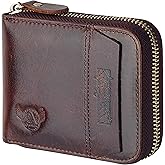 Admetus Men's Genuine Leather Short Zip-around Bifold Wallet