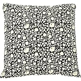 Creative Co-Op Vintage Inspired Floral Block Pattern Square Cotton Decorative Throw Pillow, Black & White