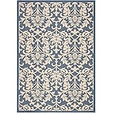 SAFAVIEH Washable Rug Outdoor Courtyard Collection - 2'7" x 5', Blue & Natural, Non-Shedding & Easy Cleaning, Ideal for Patio