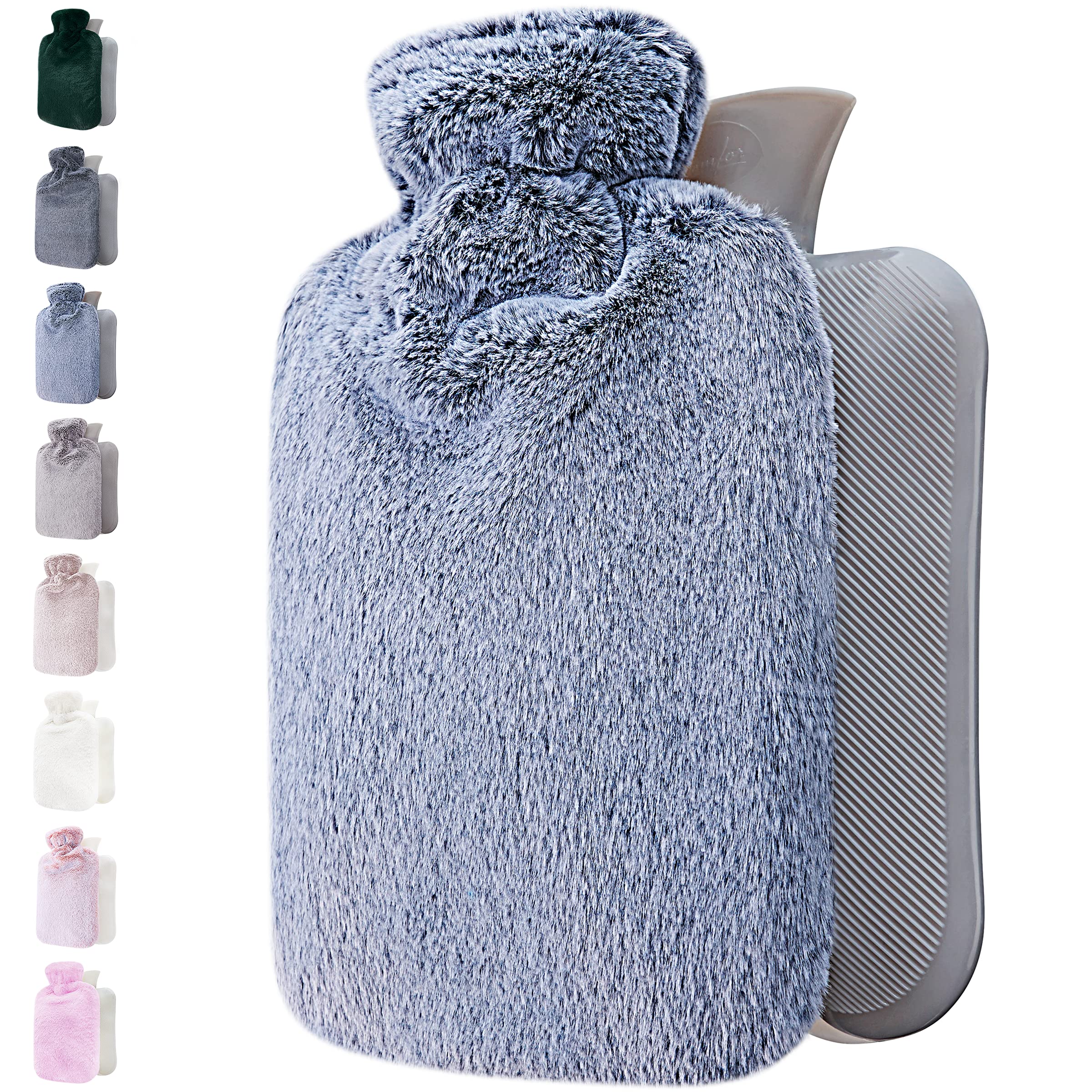 Hot Water Bottle - with Soft Premium Fleece Cover - Blue, 2L - Heating Pad for Menstrual Cramps and Period Comfort - Bed Foot Warmer - Hot & Cold Compress for Back, Stomach, Neck Pain Relief — image 1