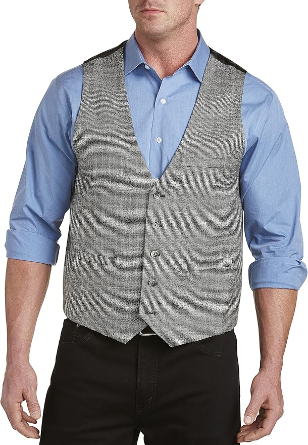 Oak Hill by DXL Big and Tall Textured Vest (2XLT, Black) at Amazon Men